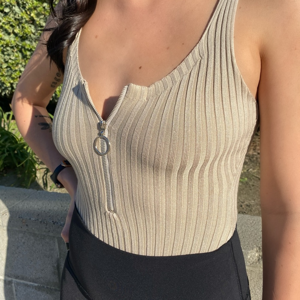 Beige Tank Top Bodysuit